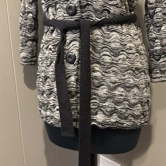 Classiques Entier Women’s Small Sweater Jacket Cowl Waist Tie 2/3 Sleeve Knit - Picture 2 of 7